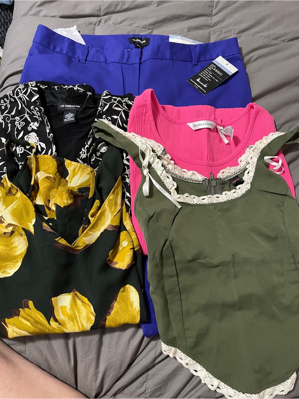 Liz Claiborne blue pant size 14 & 4 tops, A New Day, size XL Bundle outfit lot